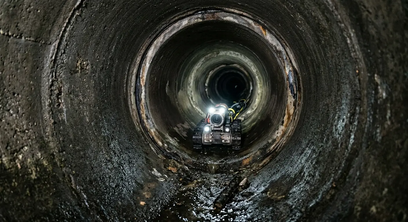 Robotic sewer camera inspecting pipe interior for Drain Snake Service in Camano